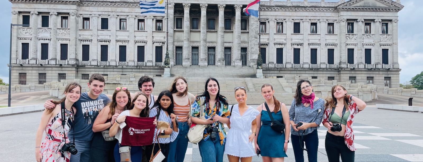 Group of Spanish language students in cultural activity in Montevideo Uruguay